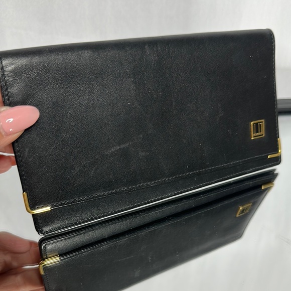 Dunhill Black Leather Wallet with Gold Accents
